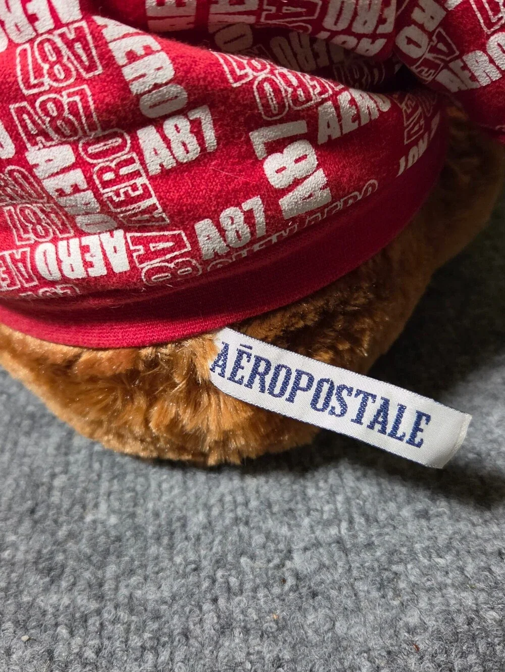 Aeropostale Brown Plush Bear with Red Hoodie Plush Toy